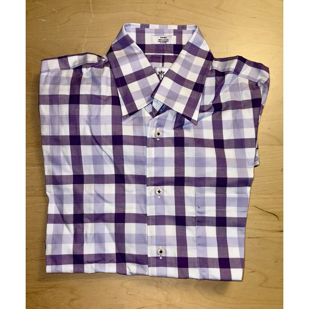 Peter Millar Purple Plaid Cotton Men's Long Sleeve Button-Up Shirt Small